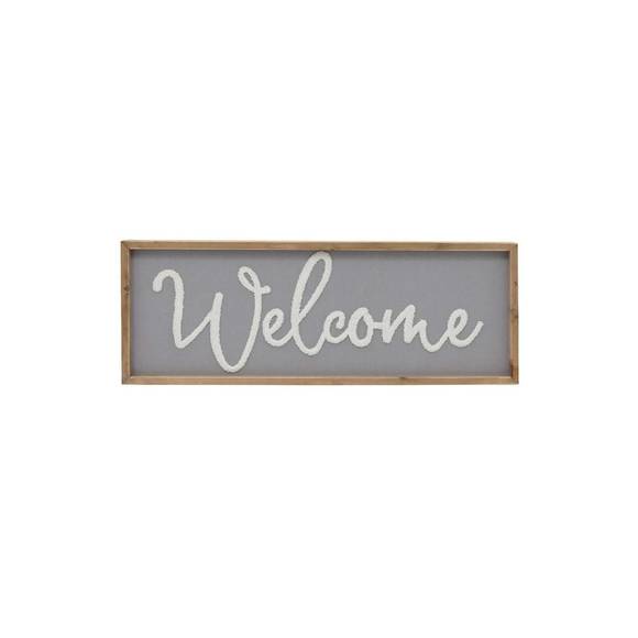 NEW PARIS LOFT welcome wood framed wall hanging sign in grey - Picture 1 of 3